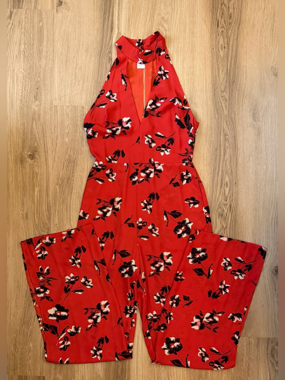 The Room Red Floral Halter Jumpsuit